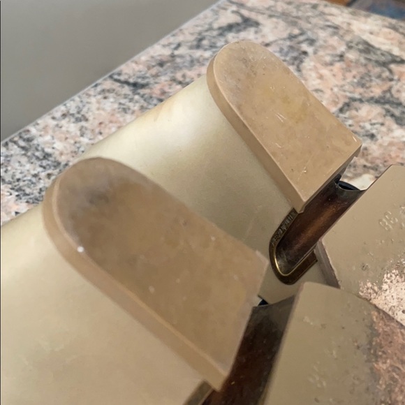 Yves Saint Laurent Leather Strait Wedge Sandals - Picture 7 of 8